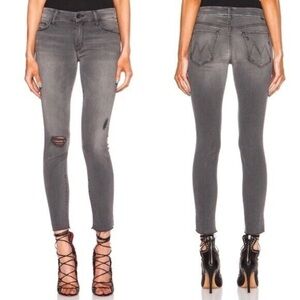MOTHER Looker Ankle Fray Gray Denim Last Chance Saloon Skinny Jeans Women’s 30